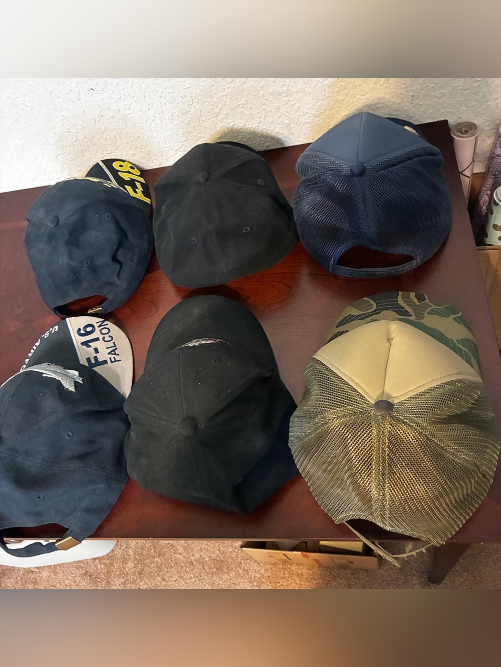 Military Airplane Baseball Hat - Black, Blue and Olive Camouflage Set - Picture 2 of 15